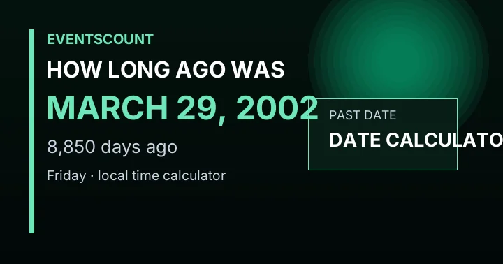 How Long Ago Was March 29, 2002?
